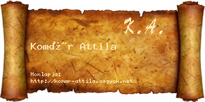 Komár Attila névjegykártya